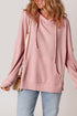 Relaxed Textured Waffle Knit Kangaroo Pocket Hoodie