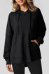 Relaxed Textured Waffle Knit Kangaroo Pocket Hoodie