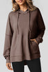 Relaxed Textured Waffle Knit Kangaroo Pocket Hoodie