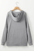 Relaxed Textured Waffle Knit Kangaroo Pocket Hoodie