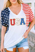 Relaxed V Neck Chenille Usa Graphic Short Sleeve Tee