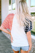 Relaxed V Neck Chenille Usa Graphic Short Sleeve Tee