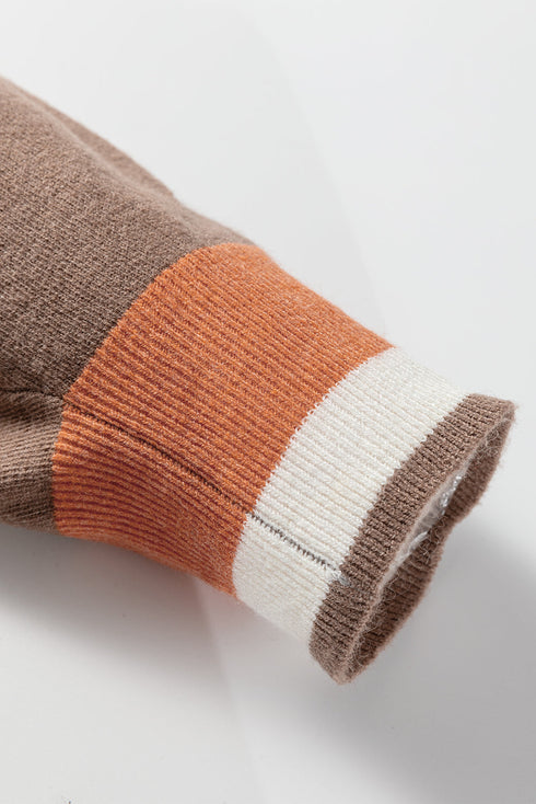 Relaxed V Neck Contrast Trim Pullover Sweater