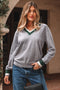 Relaxed V Neck Contrast Trim Pullover Sweater