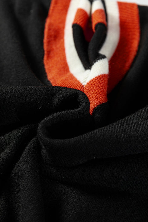 Relaxed V Neck Contrast Trim Pullover Sweater