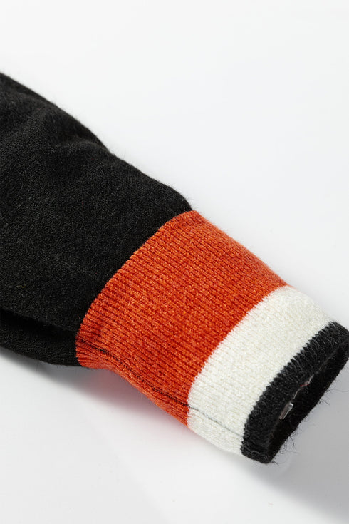 Relaxed V Neck Contrast Trim Pullover Sweater