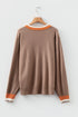 Relaxed V Neck Contrast Trim Pullover Sweater