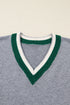 Relaxed V Neck Contrast Trim Pullover Sweater