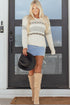 Relaxed V Neck Cross Stitch Detail Knit Sweater