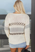 Relaxed V Neck Cross Stitch Detail Knit Sweater