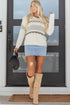 Relaxed V Neck Cross Stitch Detail Knit Sweater