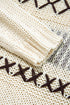 Relaxed V Neck Cross Stitch Detail Knit Sweater