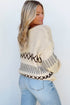 Relaxed V Neck Cross Stitch Detail Knit Sweater