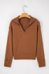 Relaxed V Neck Drop Shoulder Knit Hoodie