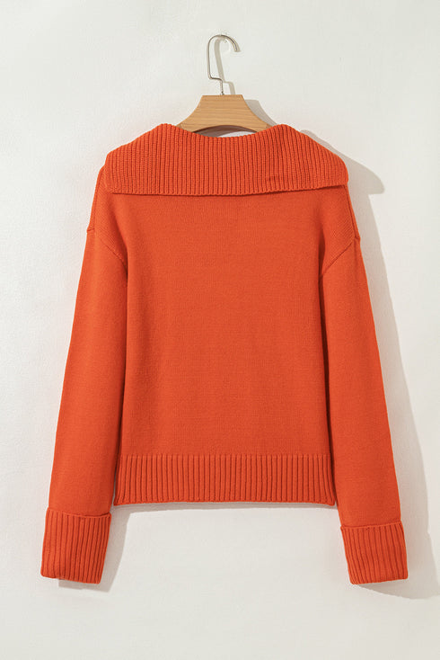 Relaxed V Neck Drop Shoulder Knit Hoodie