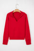 Relaxed V Neck Drop Shoulder Knit Hoodie