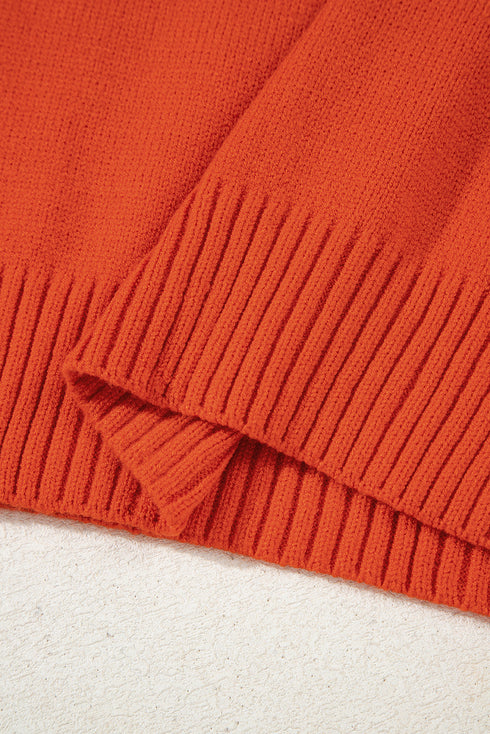 Relaxed V Neck Drop Shoulder Knit Hoodie
