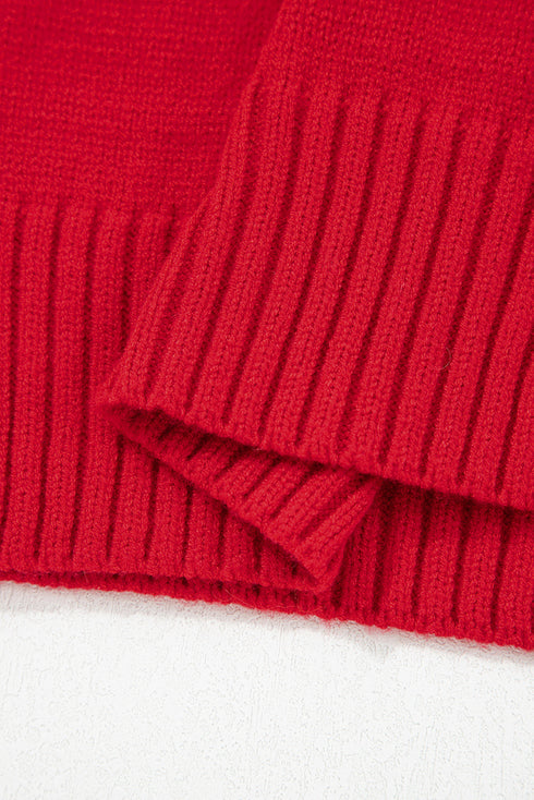 Relaxed V Neck Drop Shoulder Knit Hoodie