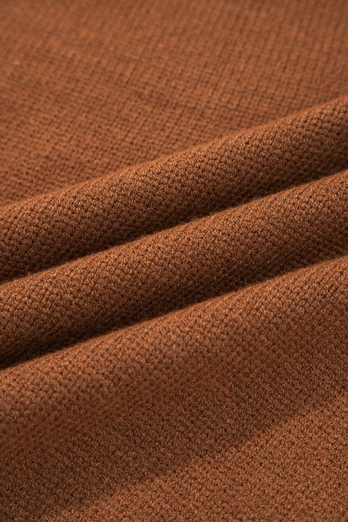 Relaxed V Neck Drop Shoulder Knit Hoodie