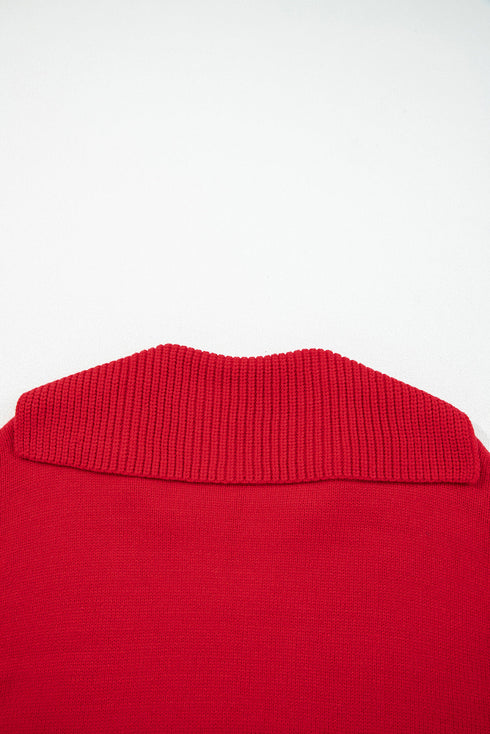 Relaxed V Neck Drop Shoulder Knit Hoodie