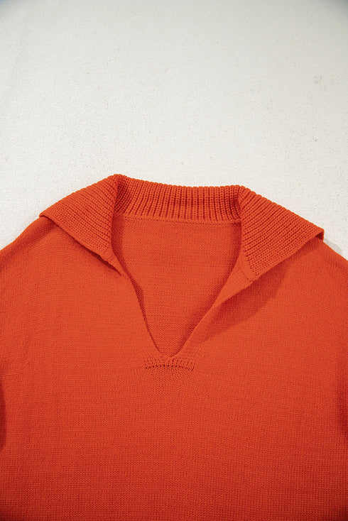 Relaxed V Neck Drop Shoulder Knit Hoodie