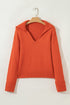Relaxed V Neck Drop Shoulder Knit Hoodie