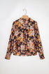 Relaxed V Neck Floral Print Puff Sleeve Blouse