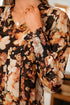 Relaxed V Neck Floral Print Puff Sleeve Blouse