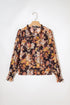 Relaxed V Neck Floral Print Puff Sleeve Blouse