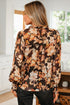 Relaxed V Neck Floral Print Puff Sleeve Blouse