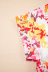 Relaxed V Neck Floral Print Short Sleeve Top