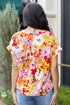 Relaxed V Neck Floral Print Short Sleeve Top