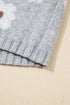 Relaxed V Neck Fuzzy Floral Pattern Pullover Sweater