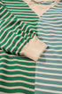 Relaxed V Neck Mixed Stripe Drop Shoulder Pullover Sweatshirt