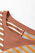Relaxed V Neck Mixed Stripe Drop Shoulder Pullover Sweatshirt