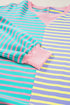 Relaxed V Neck Mixed Stripe Drop Shoulder Pullover Sweatshirt