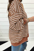Relaxed V Neck Mixed Stripe Drop Shoulder Pullover Sweatshirt