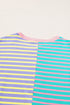 Relaxed V Neck Mixed Stripe Drop Shoulder Pullover Sweatshirt