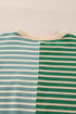Relaxed V Neck Mixed Stripe Drop Shoulder Pullover Sweatshirt