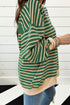 Relaxed V Neck Mixed Stripe Drop Shoulder Pullover Sweatshirt