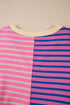 Relaxed V Neck Mixed Stripe Drop Shoulder Pullover Sweatshirt