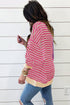 Relaxed V Neck Mixed Stripe Drop Shoulder Pullover Sweatshirt