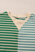 Relaxed V Neck Mixed Stripe Drop Shoulder Pullover Sweatshirt