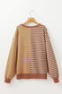 Relaxed V Neck Mixed Stripe Drop Shoulder Pullover Sweatshirt