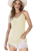 Relaxed V Neck Spaghetti Strap Jersey Knit Tank Top