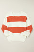 Relaxed V Neck Striped Knit Pullover Sweater