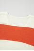 Relaxed V Neck Striped Knit Pullover Sweater