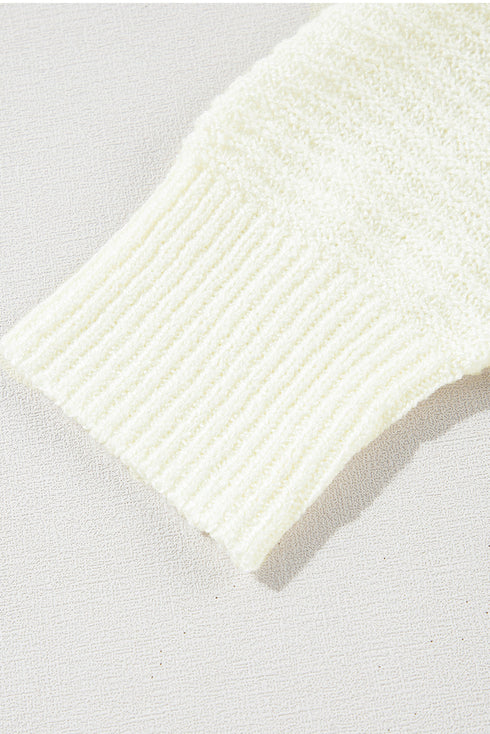 Relaxed V Neck Striped Knit Pullover Sweater