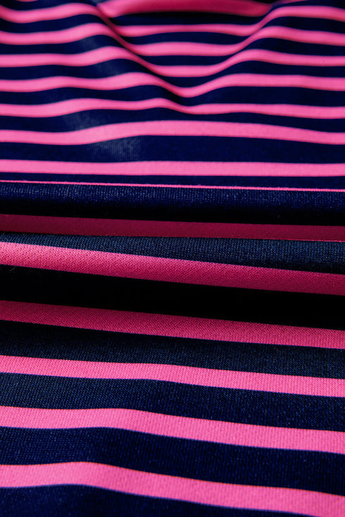 Relaxed V Neck Striped Pattern Long Sleeve Top