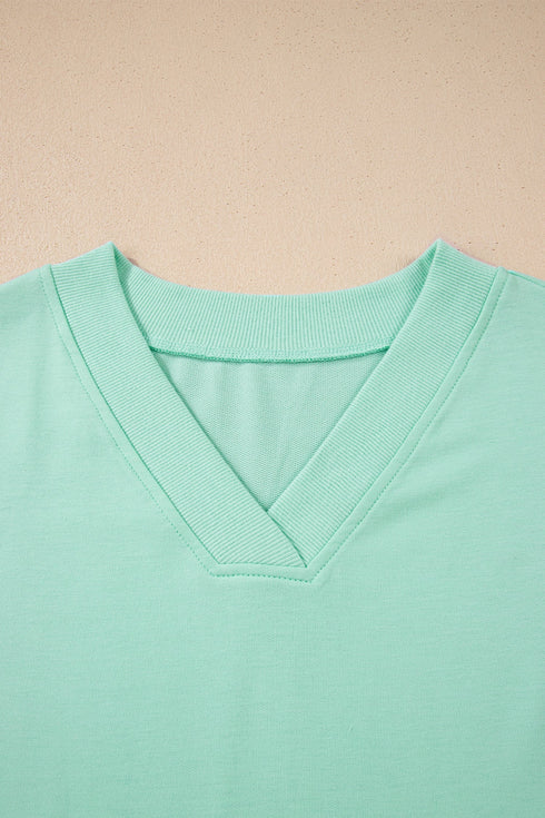 Relaxed V Neck Tee And Drawstring Pant Set